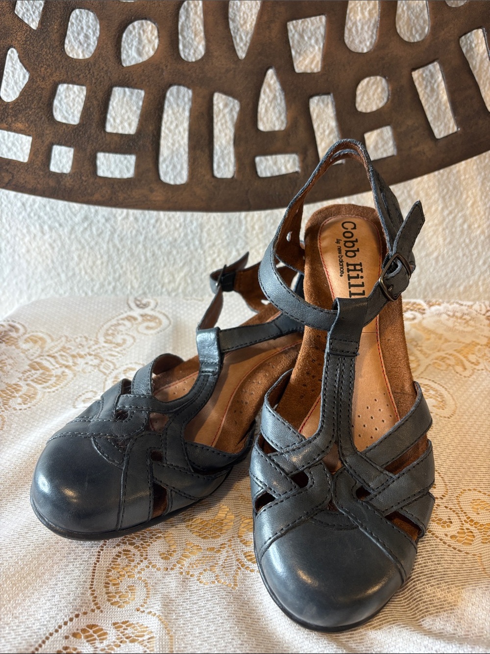 💙Boho Cottagecore Leather Sandals  6.5 Blue Womens Cobb Hill New Balance💙